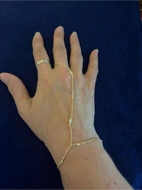 Gold Marquise Link Hand Chain - Women Jewelry